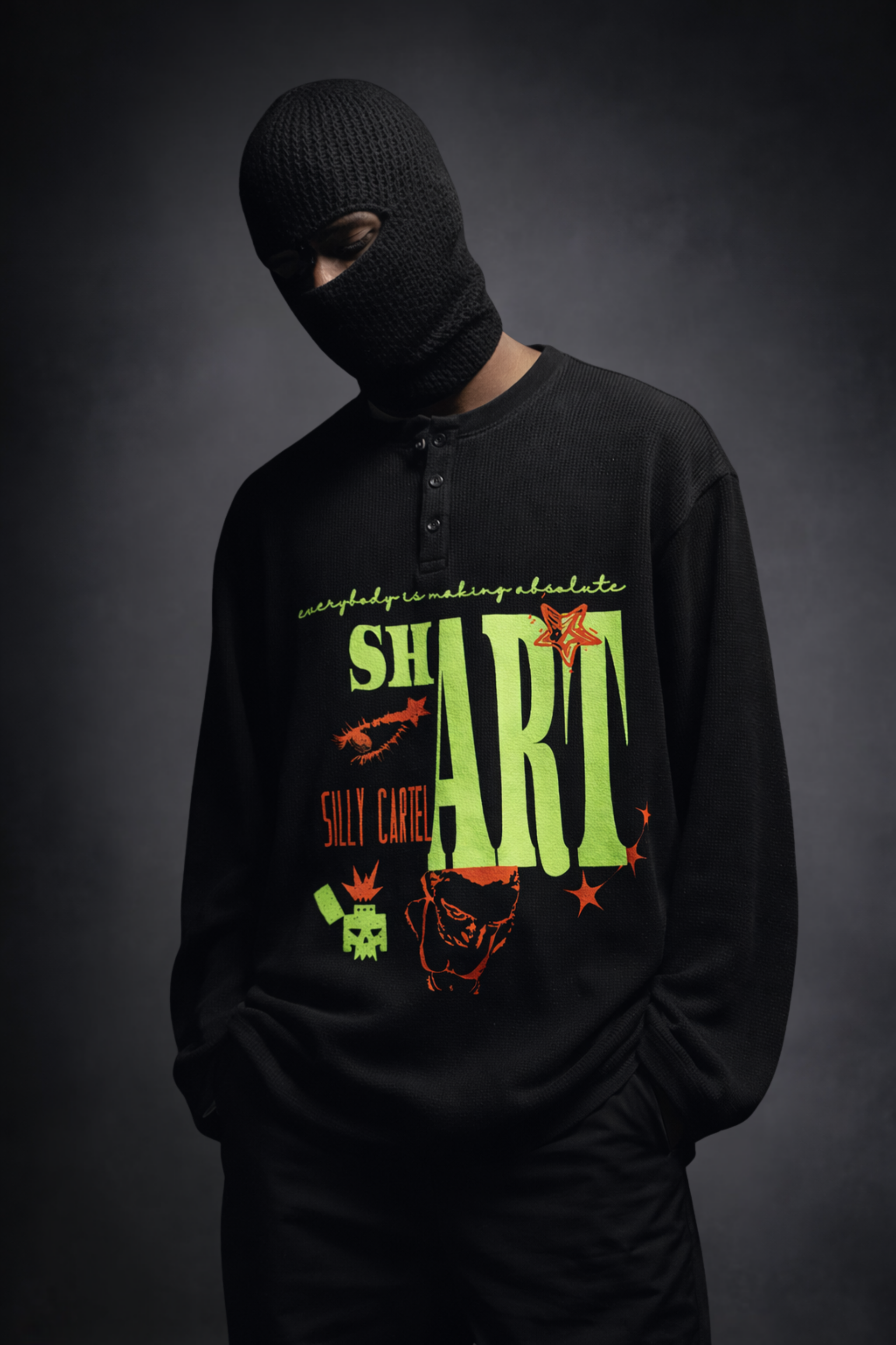 SH@RT HENLEY WAFFLE KNIT T-SHIRT