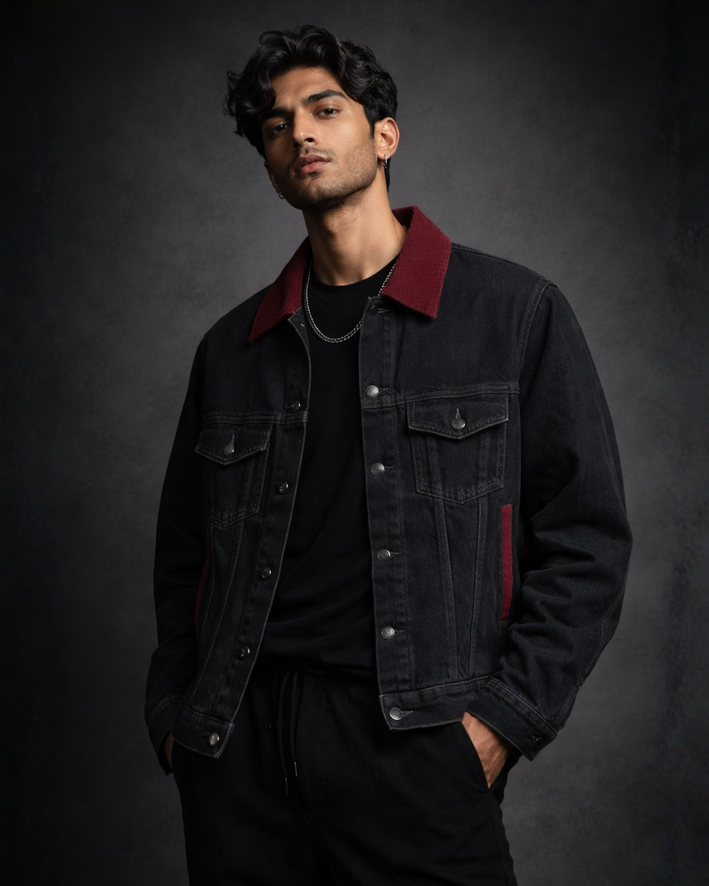 BLACK ACORN DENIM JACKET