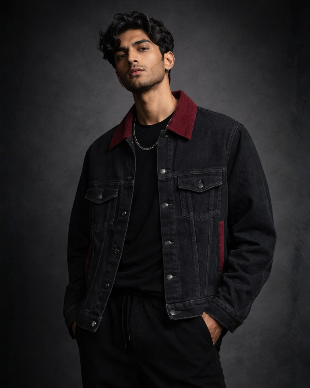 BLACK ACORN DENIM JACKET