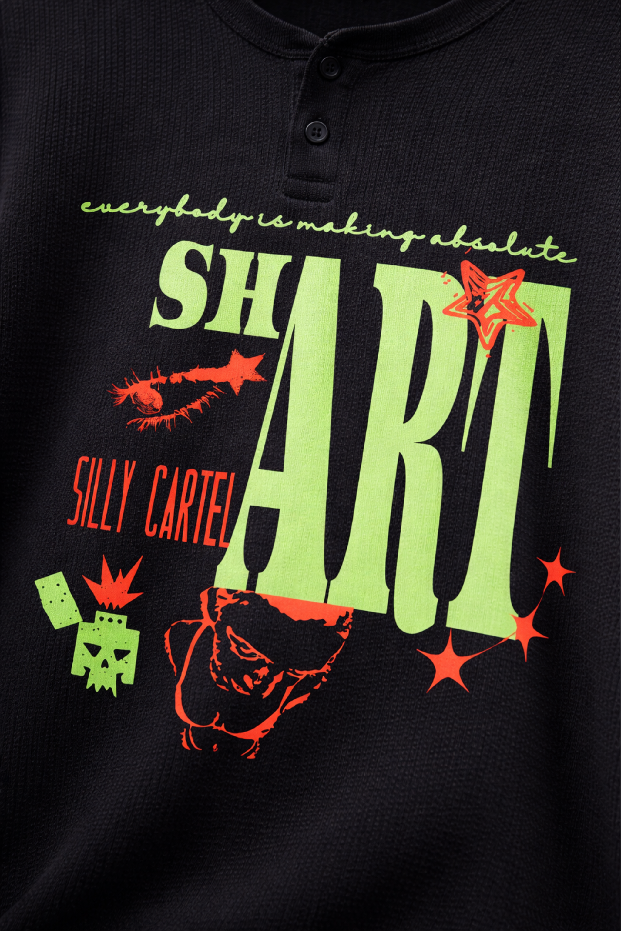 SH@RT HENLEY WAFFLE KNIT T-SHIRT