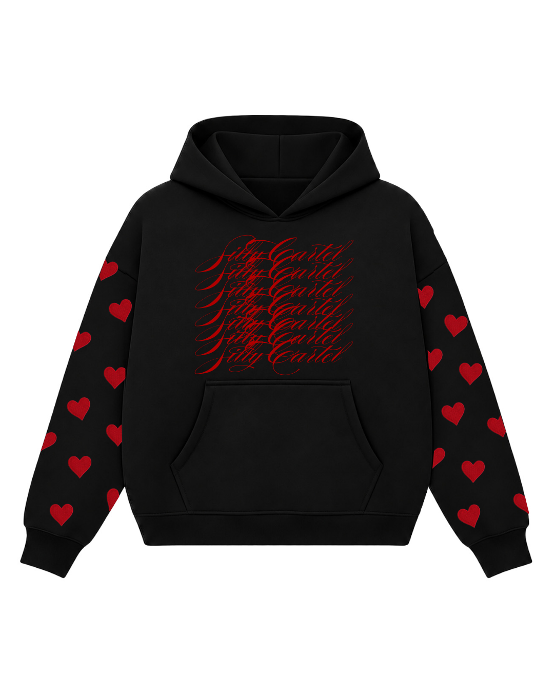 HEART ON MY SLEEVES BLACK BOXY HOODIE