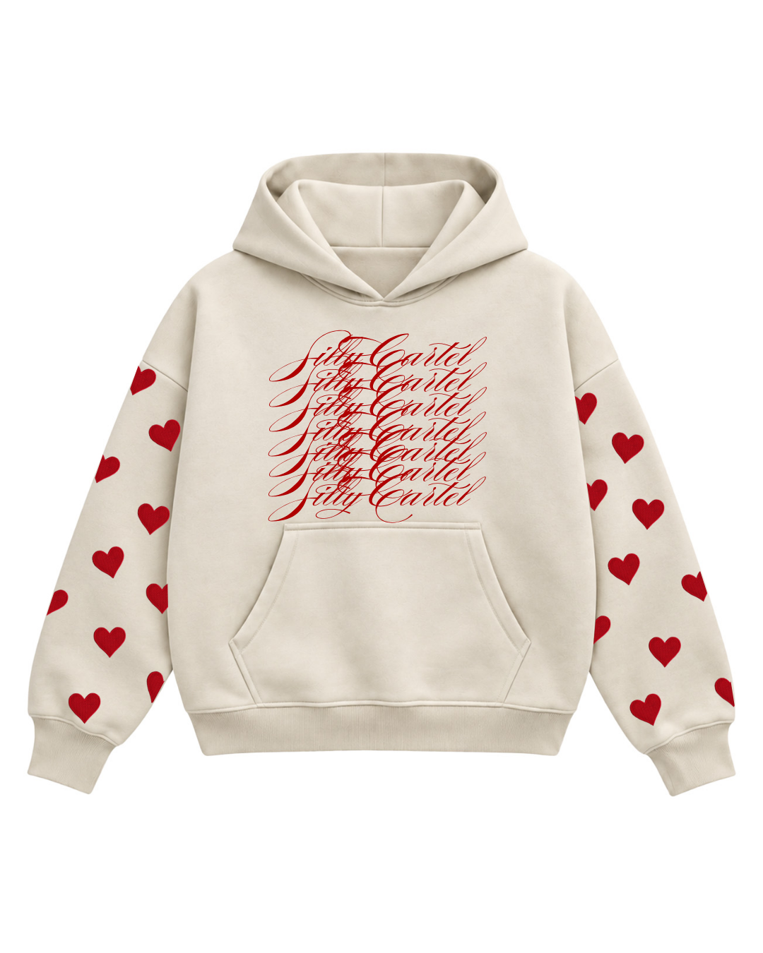 HEART ON MY SLEEVE CREAM BOXY HOODIE