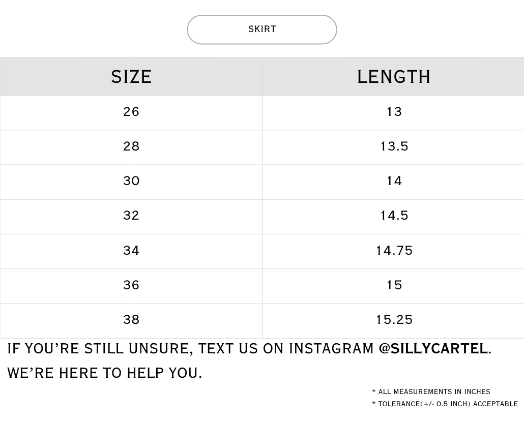 Size chart